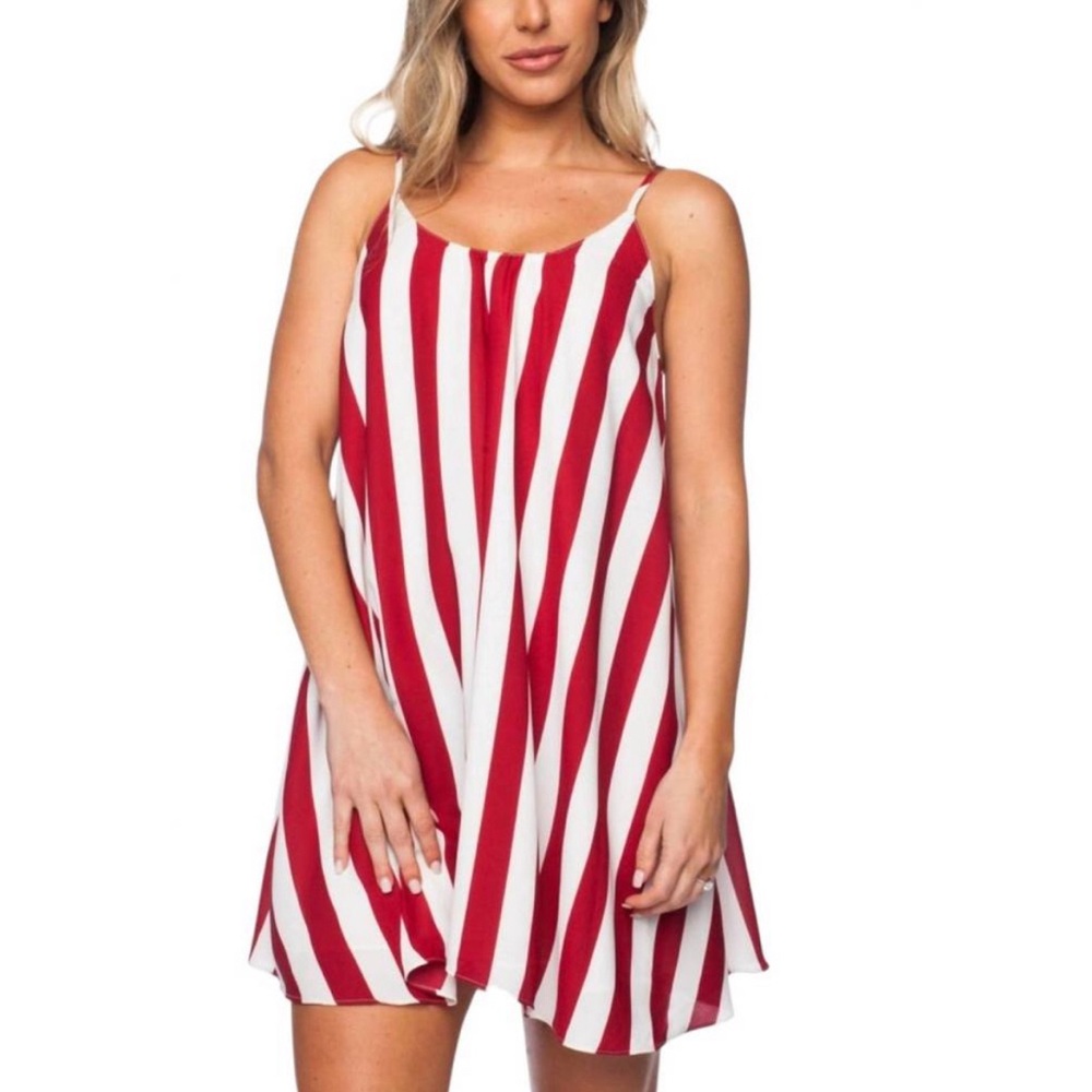 NWT Buddy Love Crimson and White Striped Mini Dress Medium